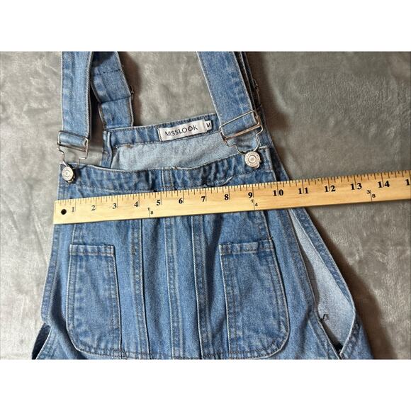 Misslook Jeans Bib Overalls Womens M Distressed Boho Grunge Casual USA - Picture 4 of 11